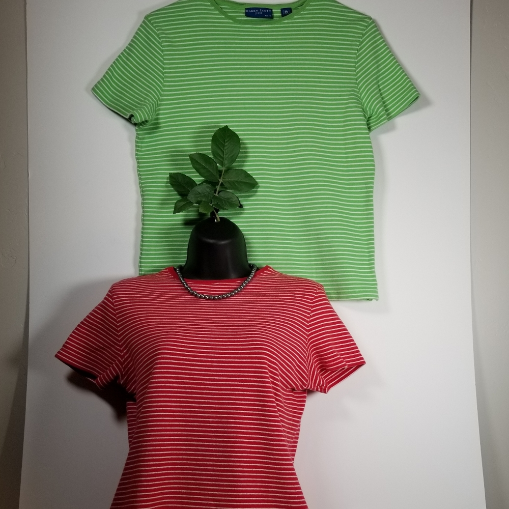 🎅CHRISTMAS COLORS! 2 Tops, Size Small Petite